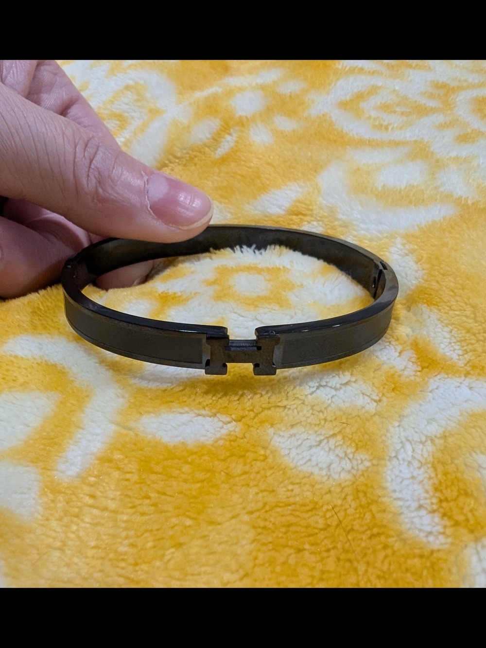 Men's Matte Black Stainless Steel H Bangle Bracelet
